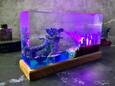 Godzilla Attack City Destroy All Epoxy Resin Lamp, Night Light