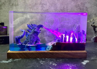 Godzilla Attack City Destroy All Epoxy Resin Lamp, Night Light