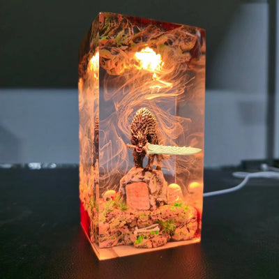 Dark Souls Old Wolf of Farron Epoxy Resin Lamp, Night Light