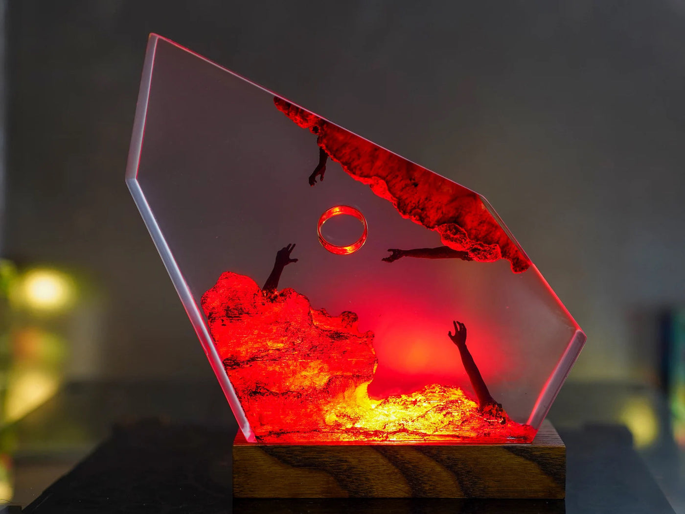 LOTR Lord Of Rings The One Ring Longing Hands Epoxy Resin Lamp, Night Light