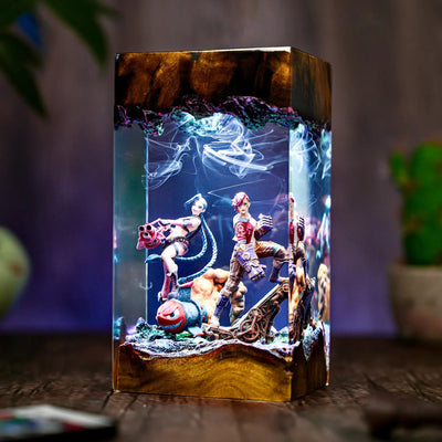 Jinx & Vi League of Legends Epoxy Resin Lamp, Night Light