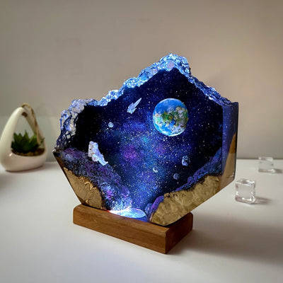 Universe Earth Astronaut Epoxy Resin Lamp, Night Light