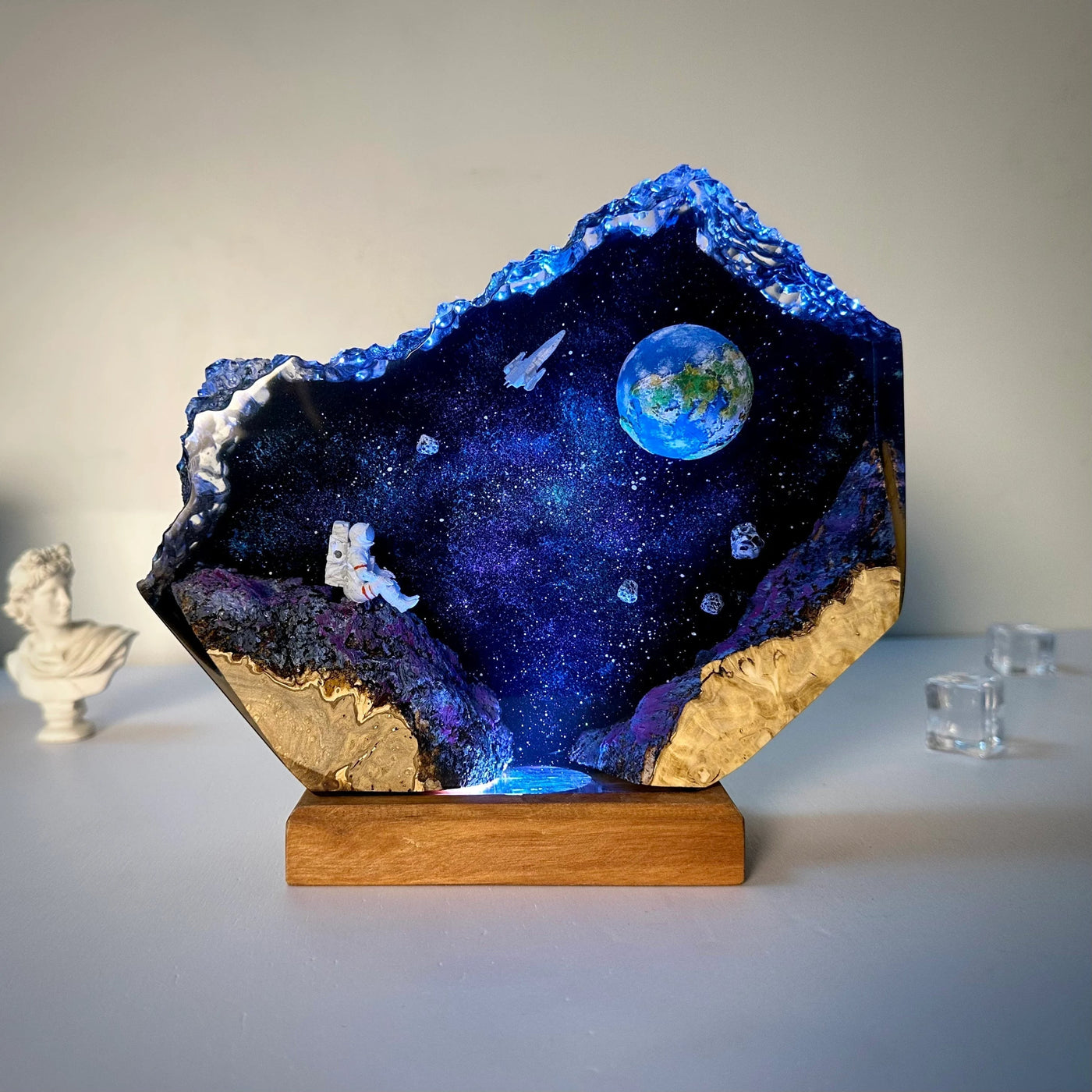 Universe Earth Astronaut Epoxy Resin Lamp, Night Light