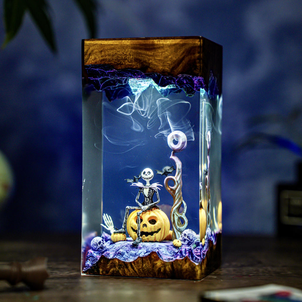 Halloween Jack Skellington The Nightmare Before Christmas Epoxy Resin Lamp, Night Light