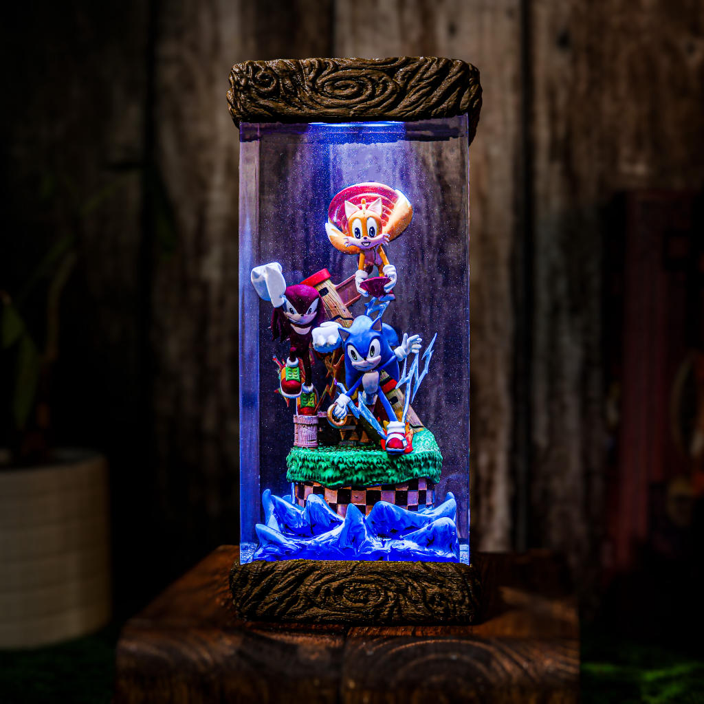 Team Heroes Sonic the Hedgehog Epoxy Resin Lamp, Night Light, Wireless Lights